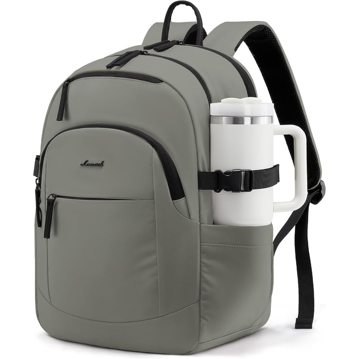 LOVEVOOK Рюкзак для ноутбука, водонепроникний, сірий/зелений, 17.3 дюйми - для жінок та чоловіків, універсальний, для роботи, навчання, подорожей