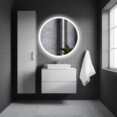 Круглий дзеркало для ванної кімнати 80 см з LED-підсвічуванням та сенсорним вимикачем