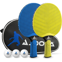 Набір для настільного тенісу JOOLA Vivid Outdoor 2 ракетки для настільного тенісу 3 м'ячі для настільного тенісу чохол для настільного тенісу, лайм / синій, Одномісний, з 6 предметів