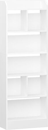 Стильний стелаж для книг з 6 секціями, білий, 24 x 60 x 170 см (BC11103X)