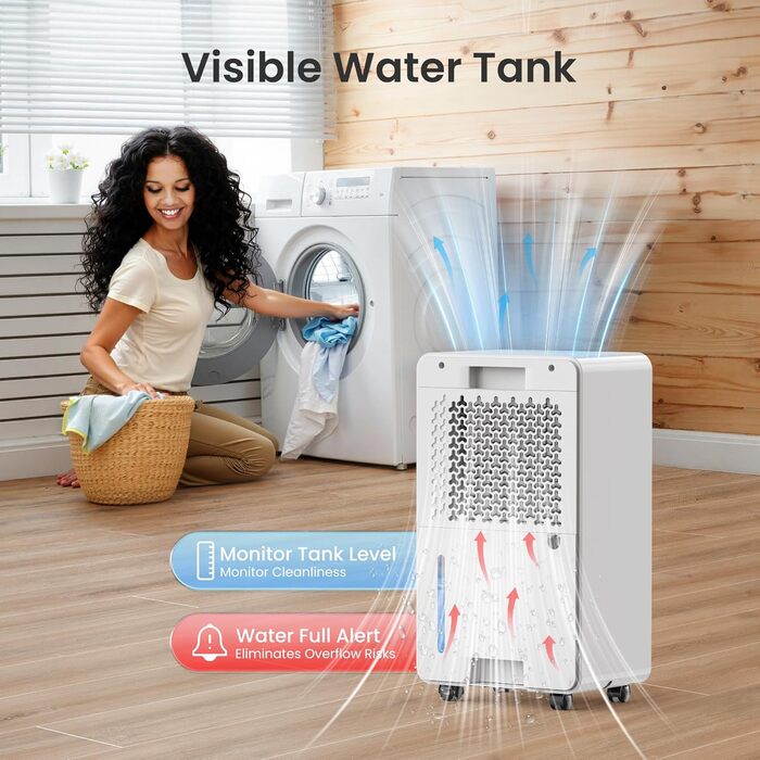 Електричний осушувач повітря CHIVALZ 12л/24г для приміщень до 120м³ (30м²), з таймером 24г, автоматичною відтайкою, білий, 3 режими роботи