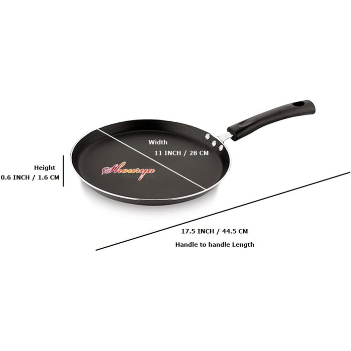 Сковорода Dosa, розмір сковороди-285 мм, товщина 2,4 мм, тава, антипригарне покриття тава в індійському стилі, антипригарне покриття в індійському стилі