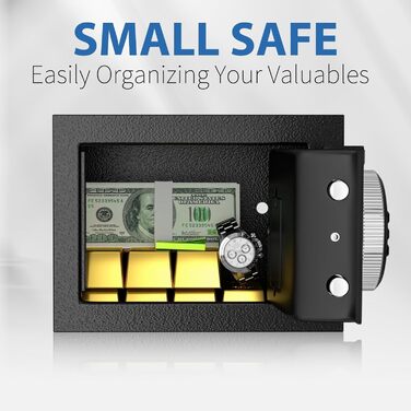 Міні-сейф WASJOYE для дому: компактний сейф з ключем та кодовим замком, 6.6L, для зберігання грошей, документів та цінностей