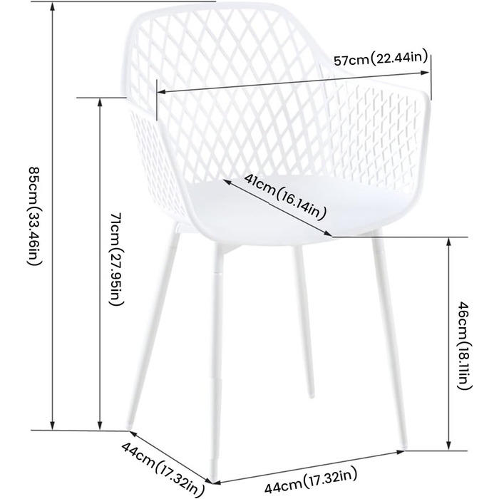Набір садових стільців для відпочинку на терасі та балконі. Міцні крісла з підлокітниками, витримують до 120 кг, колір білий