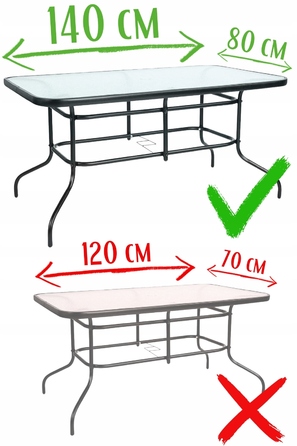 Комплект садових меблів: великий стіл (140x80) та 6 металевих стільців