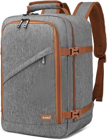 Кабінний рюкзак Kono 40x20x25 см для Ryanair, 20L, сірий/коричневий