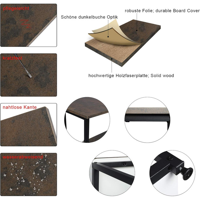 Стіл офісні меблі Стіл для ПК дерево/сталь, полиця, 120x74x71.5см, чорний/гратчастий