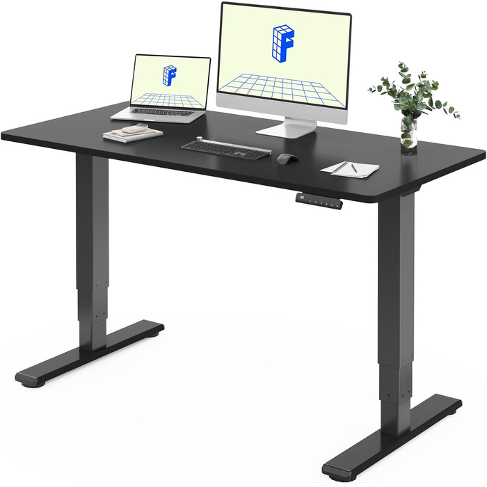 Електричний регульований стіл FLEXISPOT 120x80 см з подвійним мотором – ергономічний стоячий стіл для дому та офісу, чорний, 100 кг, тихий (<50 дБ)