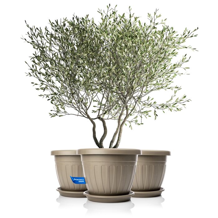 Квітчалка BigDean 3X з підставкою, 50x38 см, мокко - водостійкий горщик для квітів, UV-стійкий, з водозливом, з міцного пластику, для дому та саду, Made in Europe