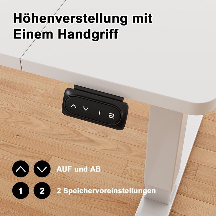 Електричний стіл JUMMICO з регулюванням висоти, пам'яттю, 140 x 60 см, білий