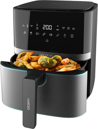 Фритюрниця без олії Cecotec Cecofry Full InoxBlack Pro 5500, 5.5 л, 1700 Вт, 8 режимів, PerfectCook, LED-дисплей