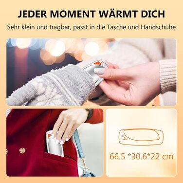 Електричні грілки для рук COTOP, 2 шт. з зарядним кейсом, 14000 mAh, 3 режими нагріву до 56°C, для катання на лижах, кемпінгу (кремовий)