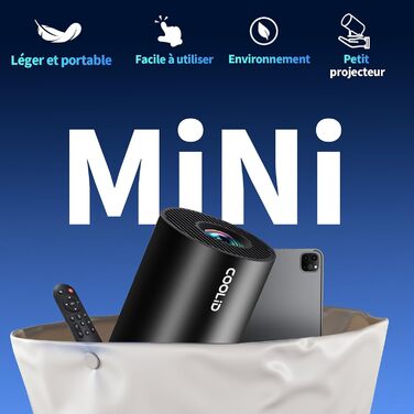 Портативний проєктор Mini Beamer 4K Full HD з Wi-Fi 6, Bluetooth 5.4 та автоматичною корекцією трапецеїдальних спотворень. Підтримка 4K, Full HD, 1080P. Сумісний з TV Stick, USB, Laptop, PC. В комплекті миша та пульт дистанційного керування. Чорний колір.