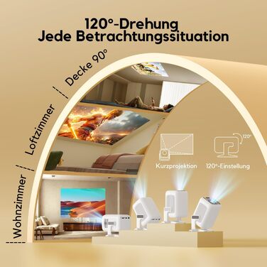 Smart проєктор AKIYO O4 з WiFi 6, Bluetooth 5.4, 4K, HDMI, USB, підтримкою PS5, автофокусом та автотрапецеїдною корекцією