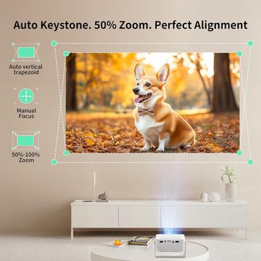 Міні проектор YOTON Y3 1080P: портативний для кінотеатру вдома, з авто-корекцією та HDMI/USB/Phone/PS5, жовтий