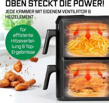 Фритюрниця повітряна GOURMETmaxx з двома камерами | 12 літрів | Airfryer з сенсорним дисплеєм