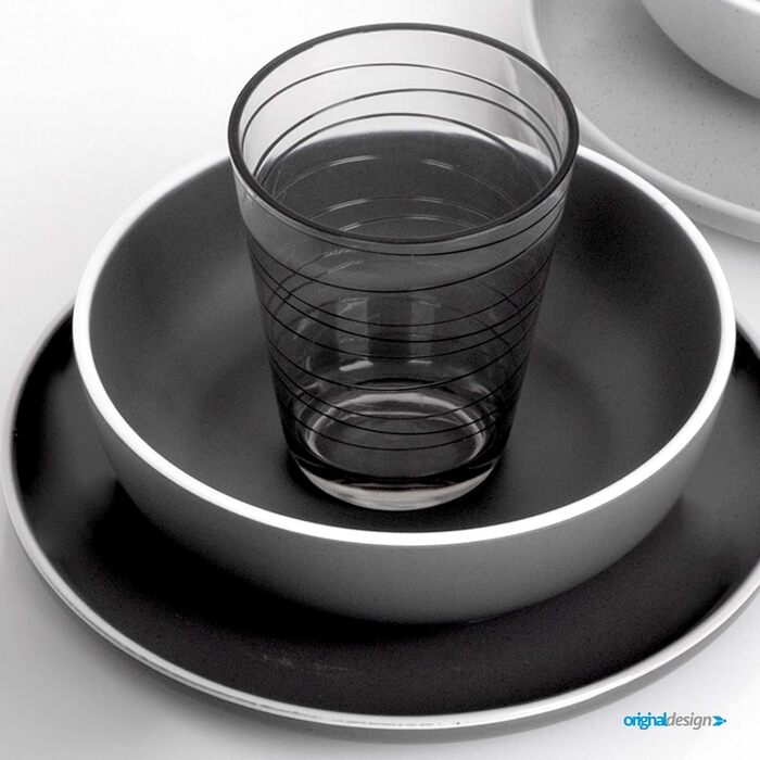 Набір посуду BRUNNER Melamin Camping | 12 предметів - тарілки та миски для 2-4 осіб | DOLOMIT Midday - Стійкий до подряпин, штакельний набір 12 предметів