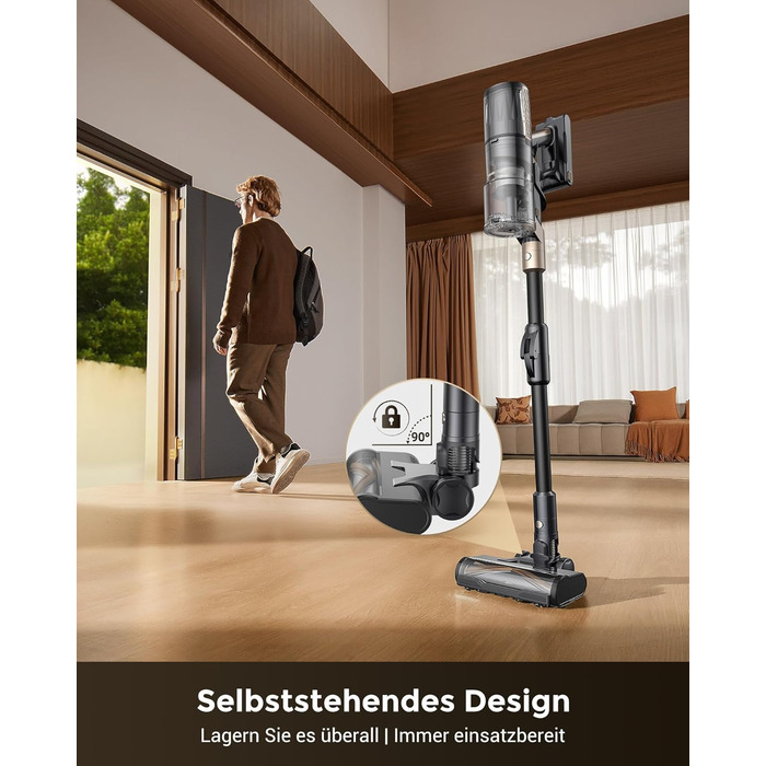 Proscenic P20: Акумуляторний пилосос 2-в-1 з функцією вологого прибирання, 70 кПа, 70 хв, 680 Вт, чорний. Для килимів та шерсті тварин