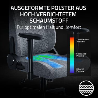 Ігровий крісло Razer Iskur V2 X - сірий, з підтримкою попереку, м'який матеріал, 2D підлокітники