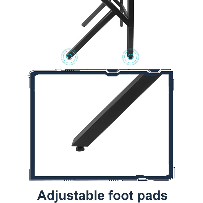 Ігровий стіл 100 x 55 см з карбону, ергономічний, зі шторками для навушників та тримачем для напоїв, чорний
