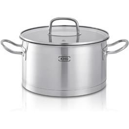 Каструля KHG 14 см з нержавіючої сталі, індукційне дно, 1.5 л | Для всіх плит, миється в посудомийній машині
