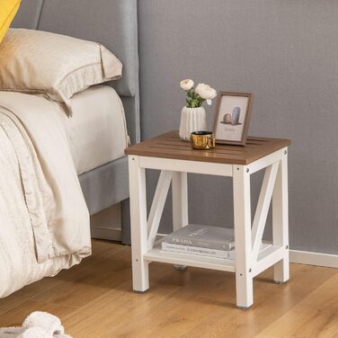 Двоярусна душова лавка GOPLUS з місцем для зберігання, душовий стілець для ванної кімнати, білий та коричневий (43 x 32 x 47 см)