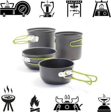 Набір кемпінгового посуду Toboli 16 шт. Посуд для вуличного кухонного обладнання зі столовими приборами та чашками