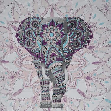 Набір підковдр Sleepdown Elephant Mandala, двосторонній, простий у догляді, королівський розмір, бірюзовий