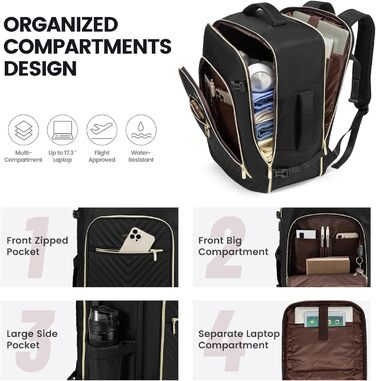 LOVEVOOK Рюкзак для ручної поклажі 40L, жіночий, для подорожей, великий, сумка-валіза, рюкзак для ноутбука 17.3