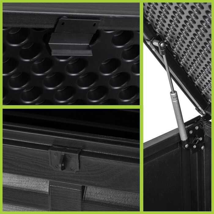 Універсальний садовий ящик-скриня Columba 490 л з кришкою - вуличний шафа, лавка зі зберіганням, контейнер для подушок, садовий будиночок, ящик для інструментів - чорний