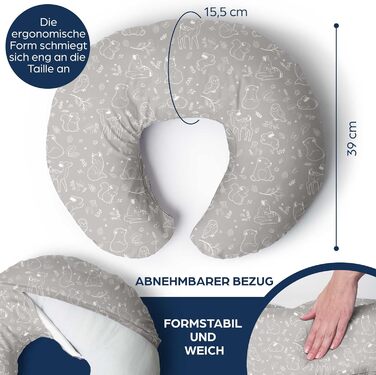 Подушка для вагітних XXL Niimo & подушка для годування - подушка для тих, хто спить на боці, з чохлом з 100% бавовни, зручна подушка для дорослих, подушка для підтримки, (200 см x 70 см) (Сірий ліс, подушка для годування)