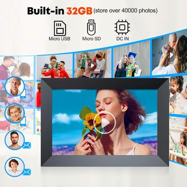 Цифровий фоторамка Hiyyaa з Wi-Fi, 10.1 дюйма, 32GB, IPS LCD сенсорний екран, Frameo App для обміну фото та відео