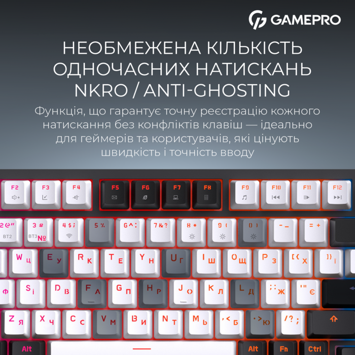 Бездротова механічна клавіатура GamePro MK160 QLAB Sakura Switch Black