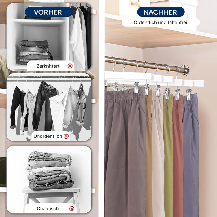 Дерев'яні вішалки для штанів SereneLife з кліпсами (20 шт.), 35,6 x 1,3 x 17 см, для джинсів, шортів, спідниць