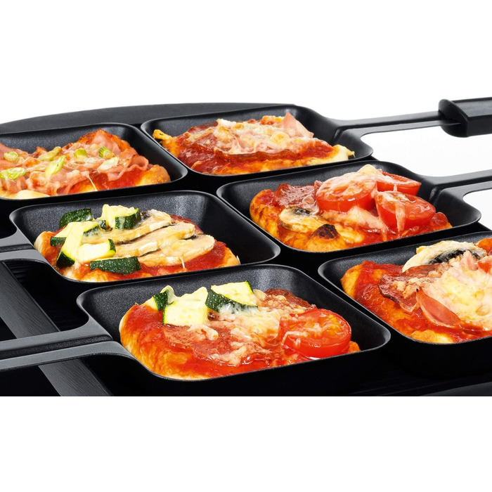 Steba Pizza-Raclette RC 6 Bake & Grill: піца, раклет, гриль, 6 антипригарних сковорідок, 1500W