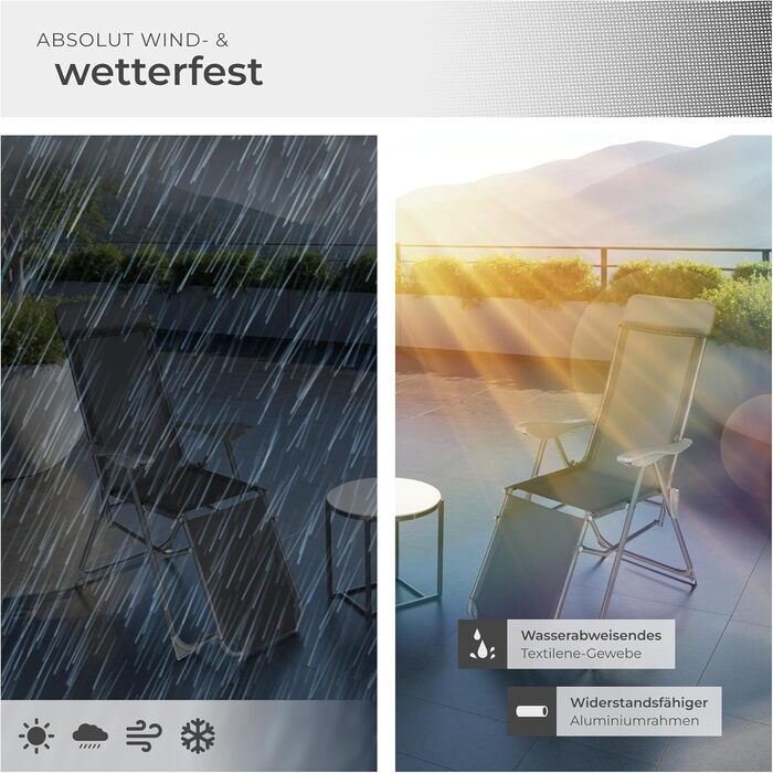 Набір з 2 шт. лежаків для відпочинку Tectake® з алюмінію, садова мебель, 5-позиційна спинка, підставка для ніг, легкі та складані, крісло-релакс з підголовником, для саду, балкону, кемпінгу - антрацит