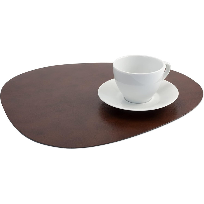 Набори серветок на стіл, 4 шт. – екологічні, стабільні та неслизькі – з преміальної еко-шкіри, Made in Germany (сучасний дизайн), темно-коричневий колір