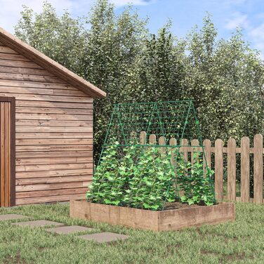 Outsunny Trellis Регульована решітка для рослин Шпалерний риштування для рослин з сіткою для саду Сталевий каркас зелений 180 х 100 х 180 см