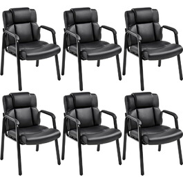 Крісла для офісу та конференцій Yaheetech (6 шт.) з підлокітниками, чорні