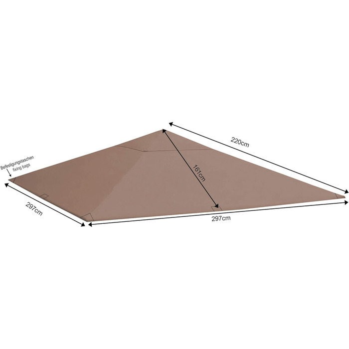 Заміна даху для садової альтанки 3x3 м темно-коричневий/бежево-сірий RAL 7006 Антикварна кришка даху альтанки