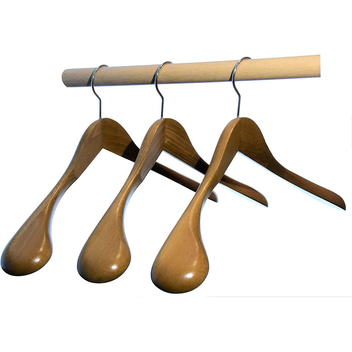 Вішалки для одягу Hagspiel, 5 шт. Дерев'яна вішалка для одягу, Вішалка для пальто, наплічна вішалка, натуральний лак (5 шт. пофарбований дуб)