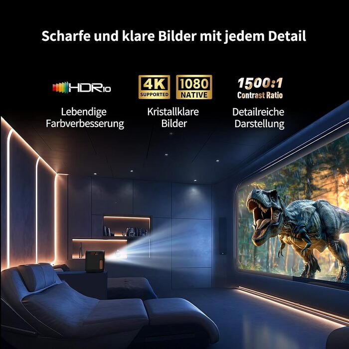 WEMAX Mini проєктор: 4K, 1080p, Smart, Dolby Audio, WiFi, Bluetooth. Підтримка Netflix та Google TV для дому та на вулицю