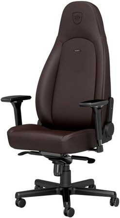 Noblechairs ICON Cognac/Schwarz: Ігровий крісло Noblechairs з підлокітниками, 150 кг, шкіра, з подушкою, для офісу та дому