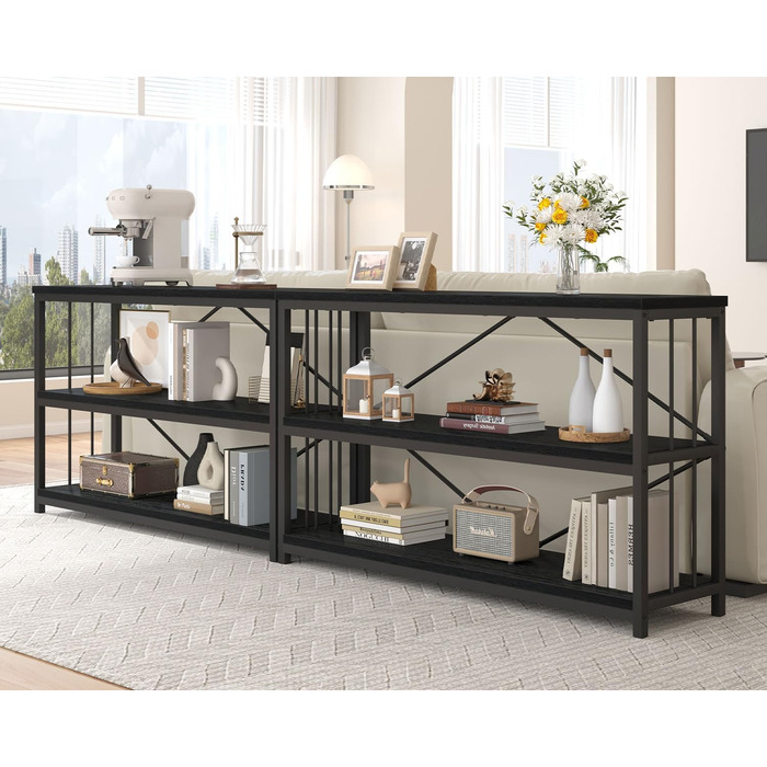 Стелаж IBF з 3 полицями, індустріальний стиль, 120x34x74 см, чорний