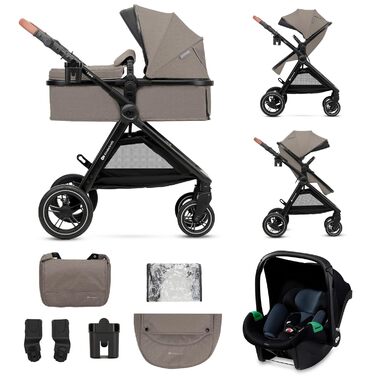 Дитяча коляска Kinderkraft ESME 3-в-1: комплект, до 22 кг, автокрісло I-size, бежевий колір