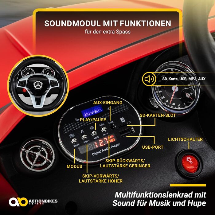 Дитячий електромобіль Mercedes AMG GLA45, ліцензійний, з пультом 2,4 ГГц, іграшкове авто для дітей від 3 років, червоний
