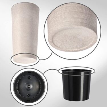 Набір горщиків KADAX (3 шт.) з дерев'яною стружкою, елегантні кашпо з винімною вставкою, захист для квітів (кремовий, 3 шт. - 19,25,30 см)