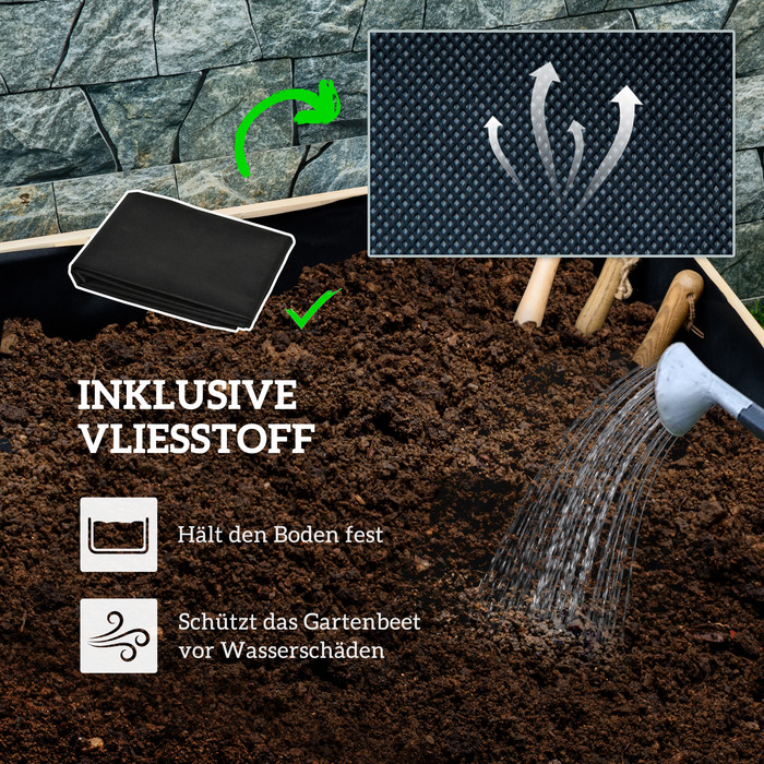 Підвищене грядка, стійке до погодних умов покриття, 4 колеса, натуральне дерево, 89 x 48 x 47 см