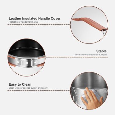 Набір посуду для кемпінгу Odoland: каструля, сковорода, тарілки, миски, столові прибори (10 шт.) з антипригарним покриттям та шкіряним чохлом