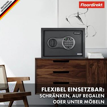 Мобільний сейф Floordirekt Tresor Grasberg: захист для дому, 20x31x20 см, антрацит, електронний та комбінаційний замок, настінний сейф з болтами та ключем